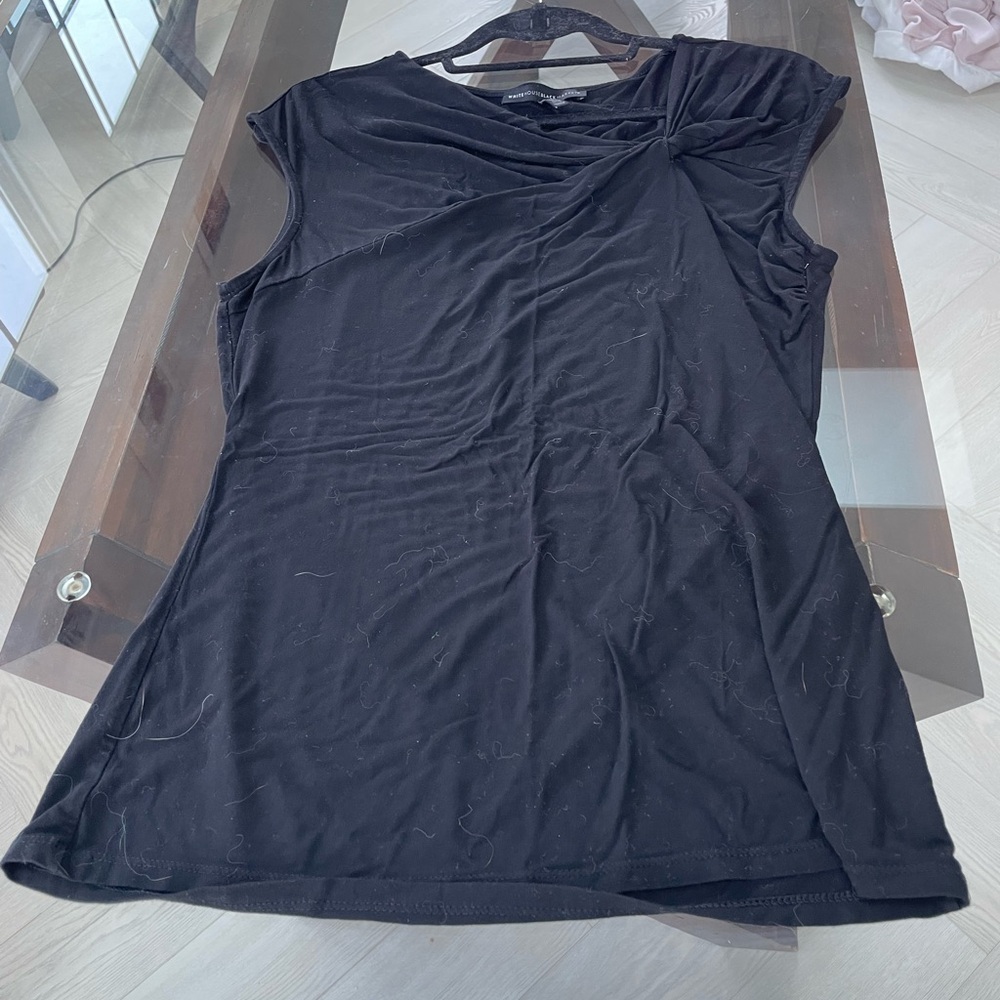 White House Black Market Knotted Black Cap Sleeve